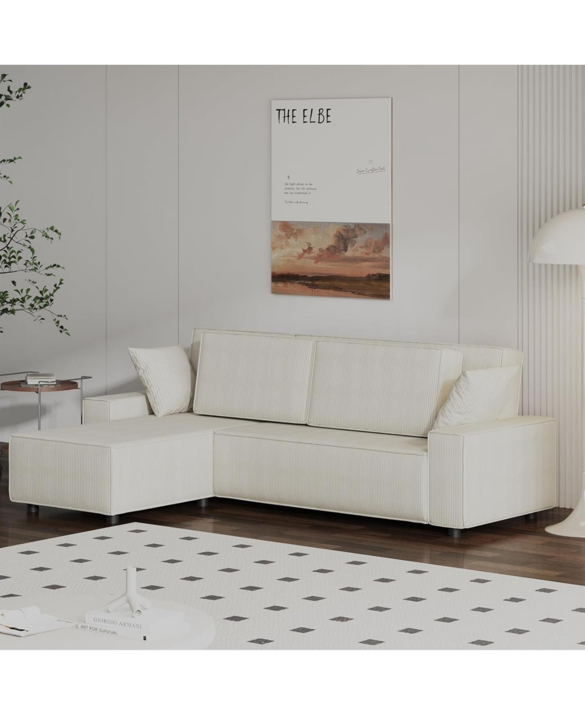 "70"" Oversized Cloud Couch, Mid-Century Chenille Sofa with Usb & Side Pockets, Deep Seat"