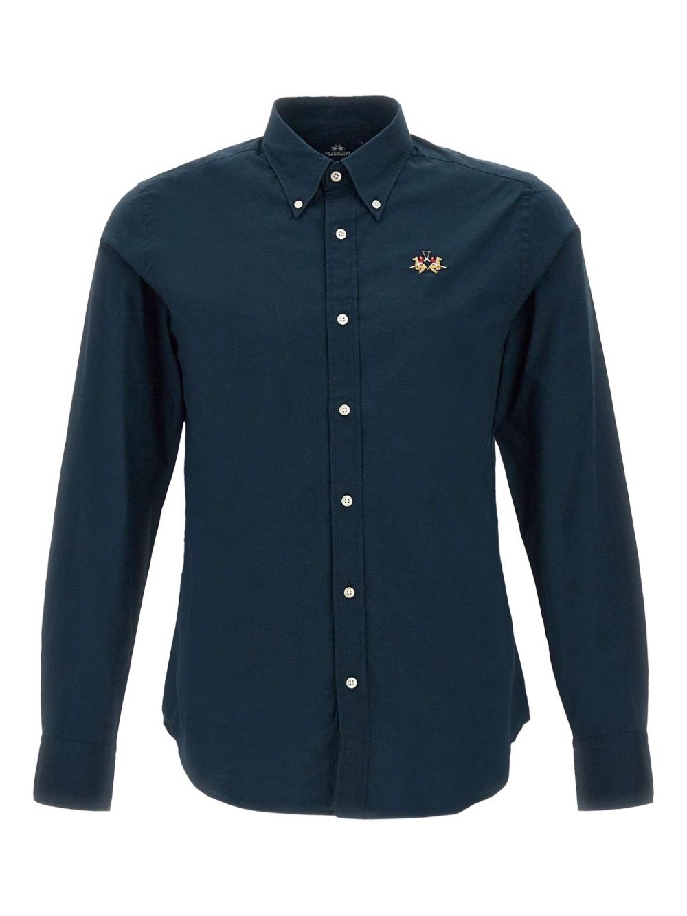 Embroidered buttoned-cuff shirt - Blue