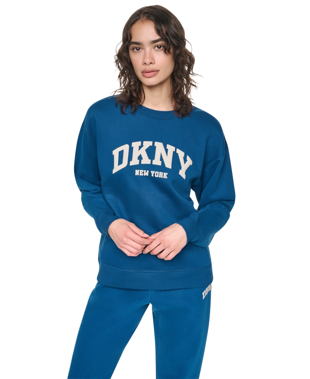 Women's Varsity Puff Logo Crewneck Sweatshirt - Poseidon/oat