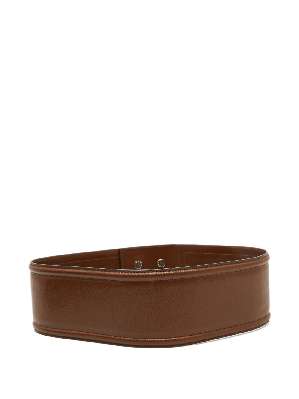Leather wide belt - Brown