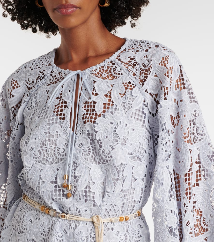 Belted lace minidress