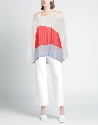 Woman Top Ivory Size 0 Cotton, Silk