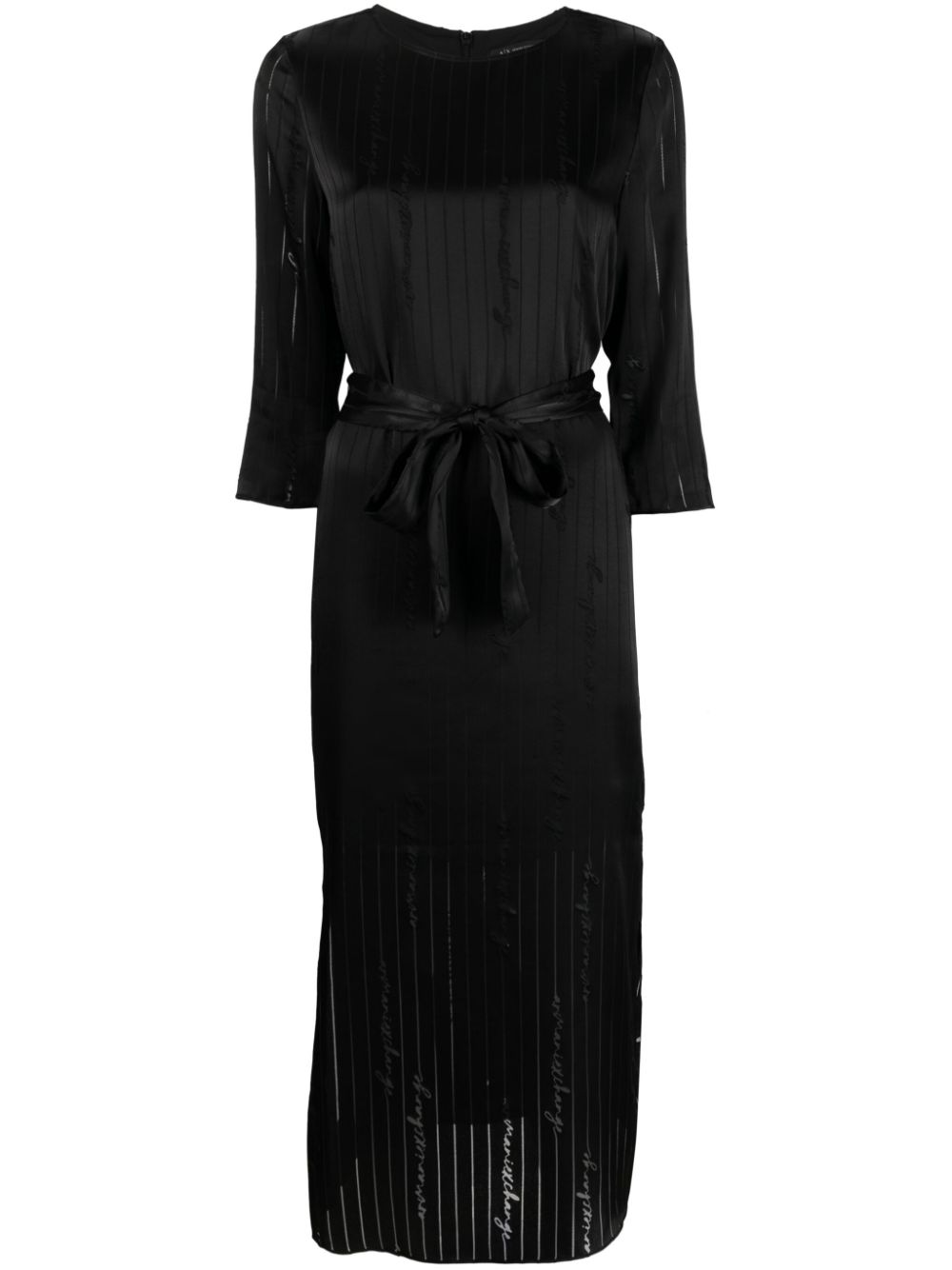 Logo-embroidered satin midi dress - Black