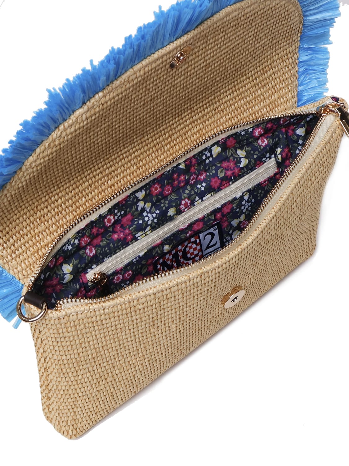 Straw Handbag With Fringes And Fruits