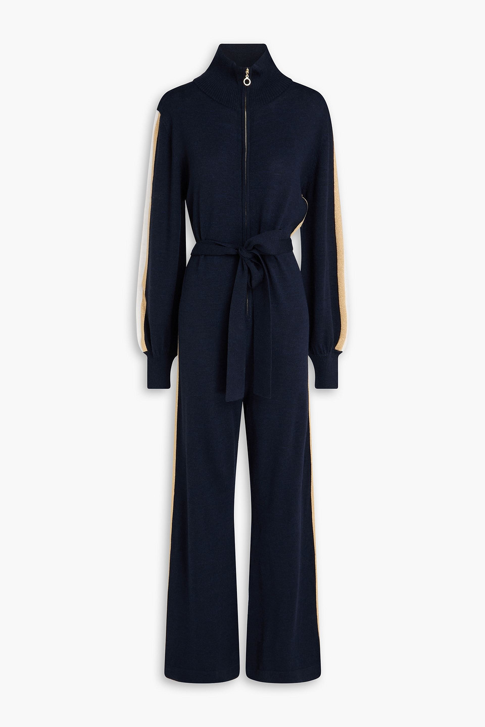 Gelio belted merino wool-blend jumpsuit - Blue - S