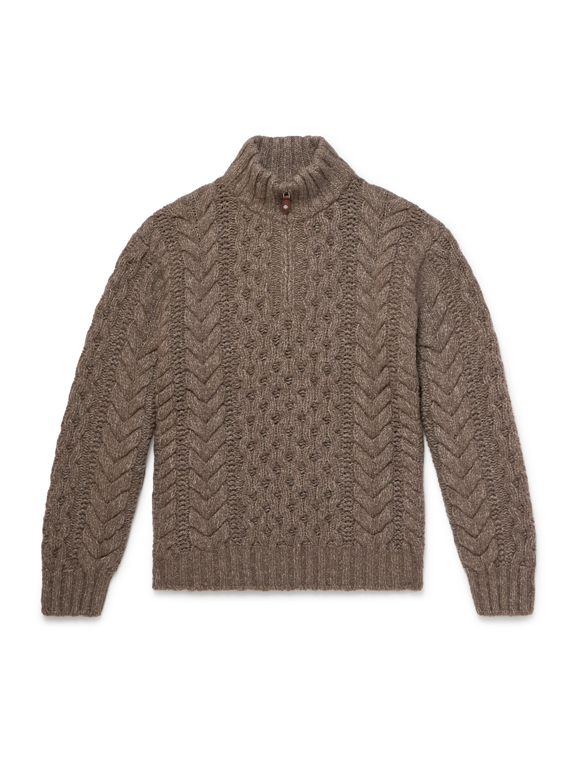 Cable-Knit Cashmere Half-Zip Sweater