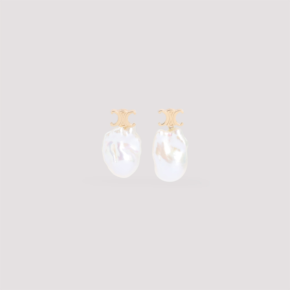Golden Signature Pearl Drop Earrings
