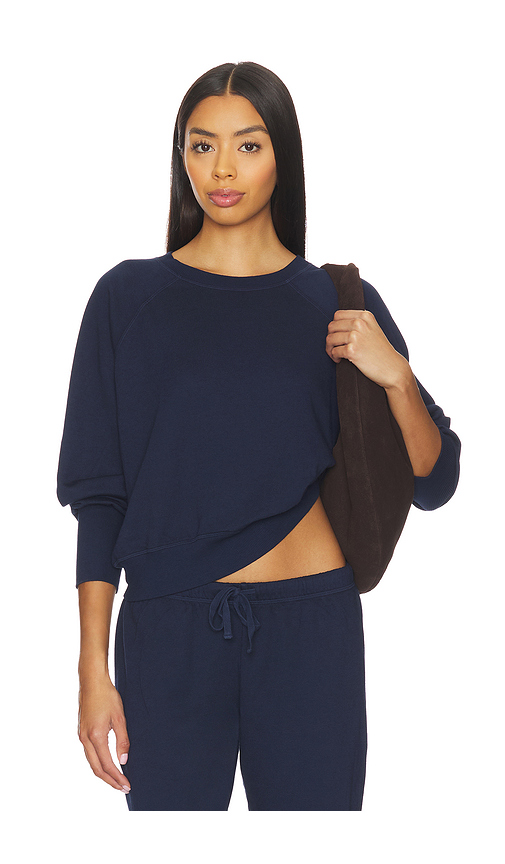 Bobi Long Sleeve Raglan Sweatshirt in Navy. XL. Also in L, M