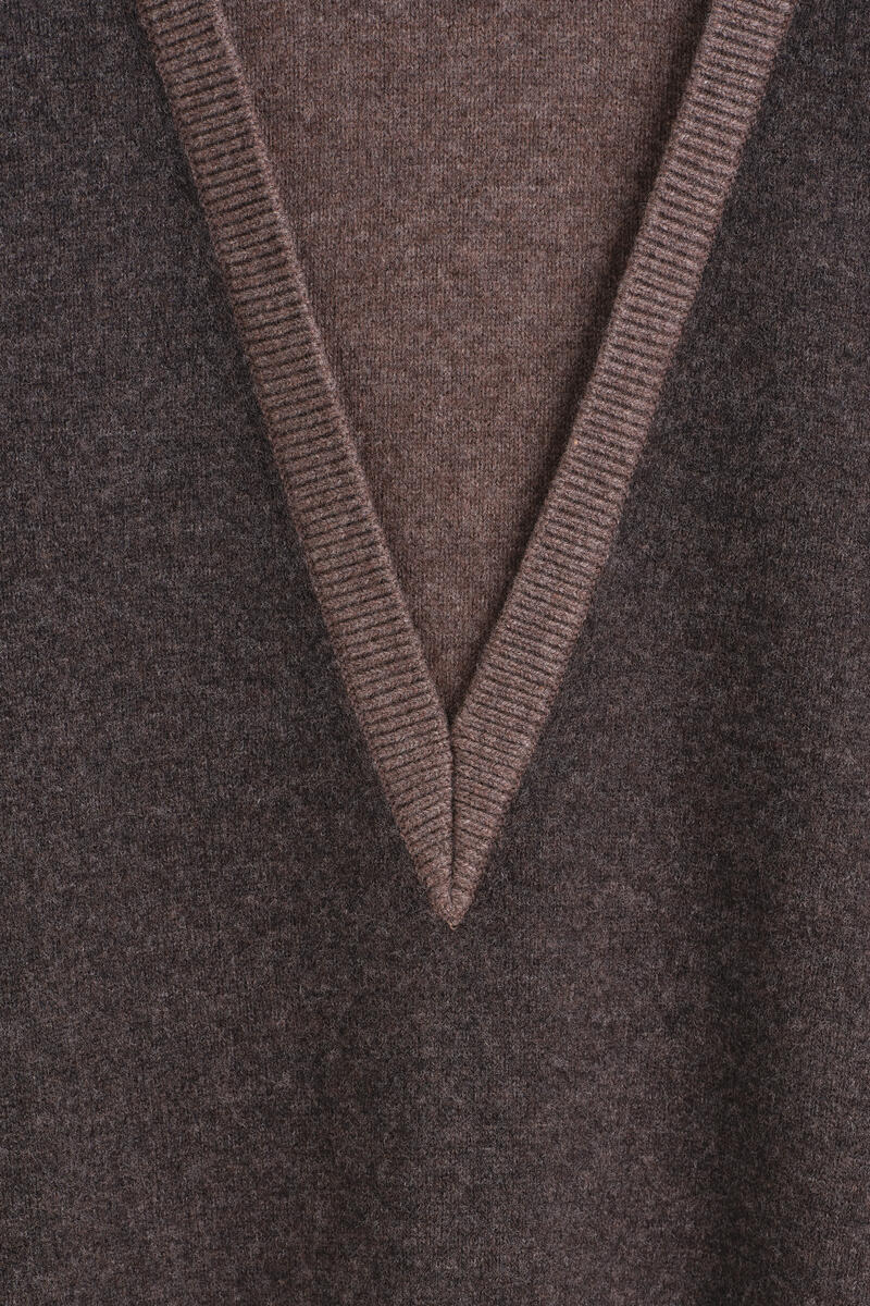 Layered Mock-Neck Merino Wool Sweater