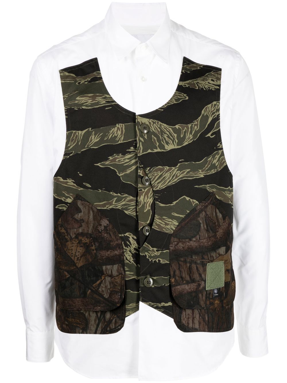 Camouflage-print panel shirt - White