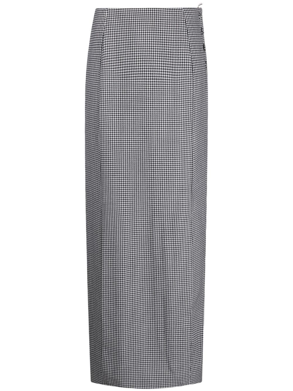 Houndstooth-pattern wool maxi skirt - Black