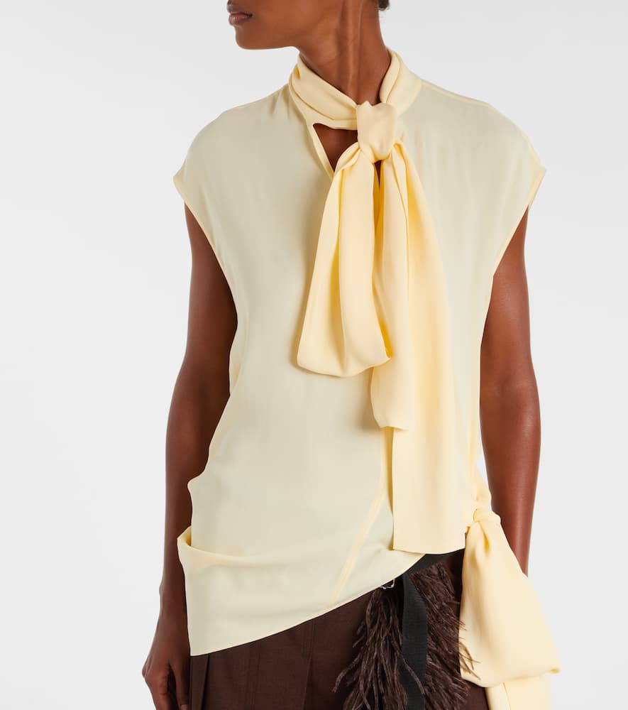 Asymmetric tie-neck blouse