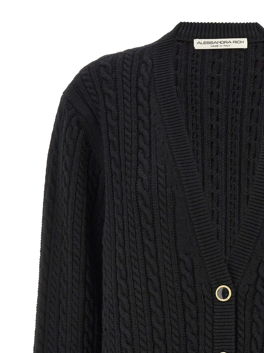 -Wool Cardigan Maglioni Nero-Donna