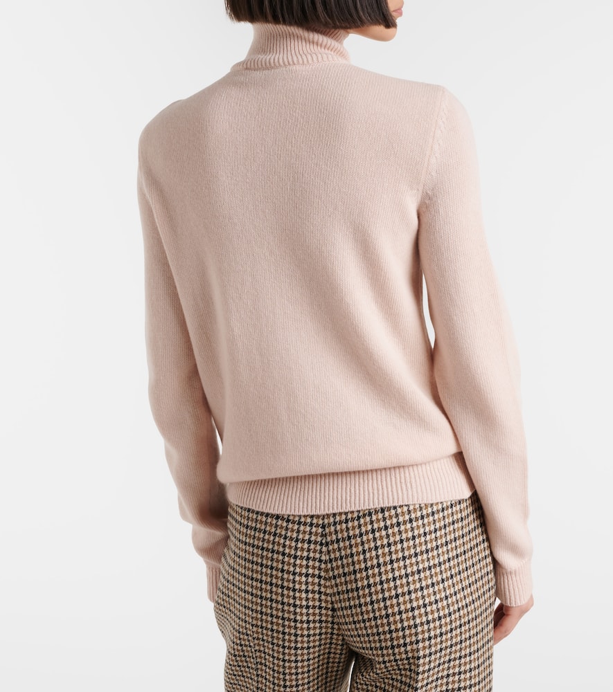 Cutout gathered virgin wool turtleneck sweater