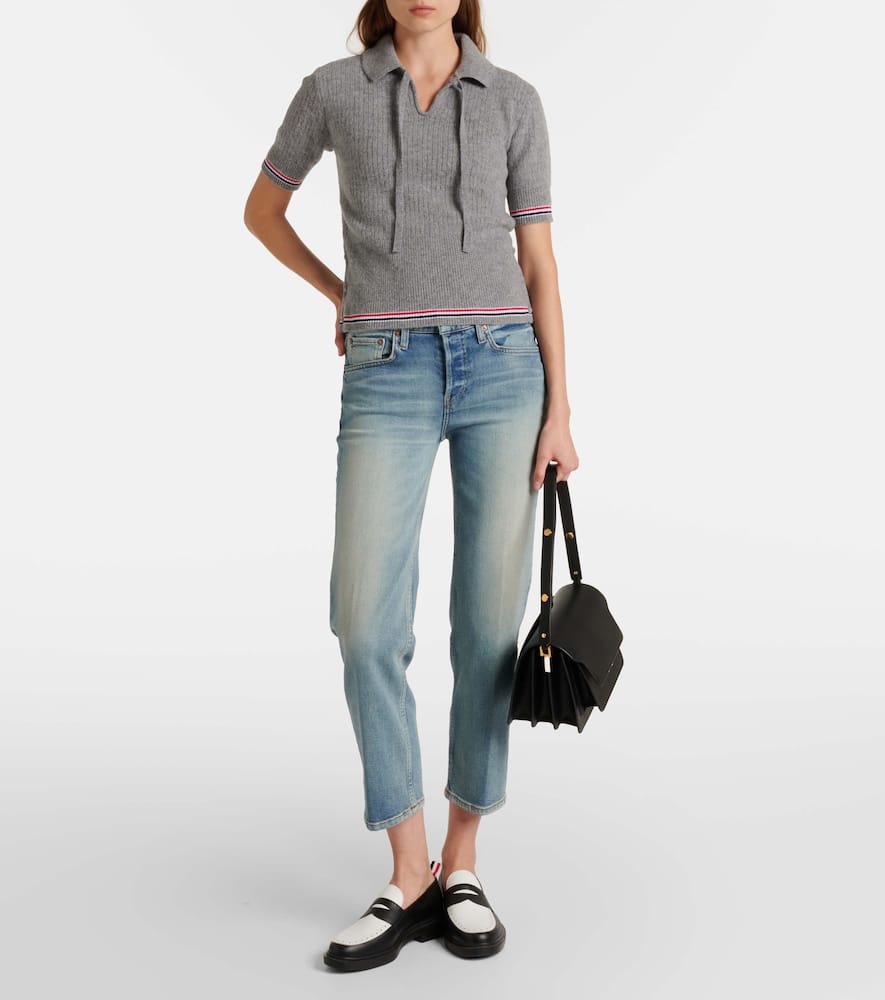 Mid Rise Stove Pipe straight jeans