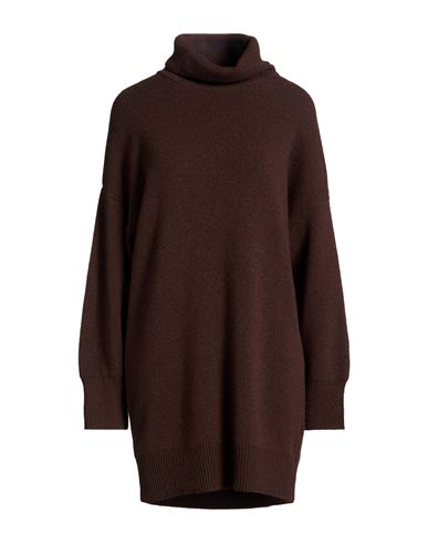 Woman Turtleneck Dark brown Size ONESIZE Viscose, Polyamide, Wool, Cashmere