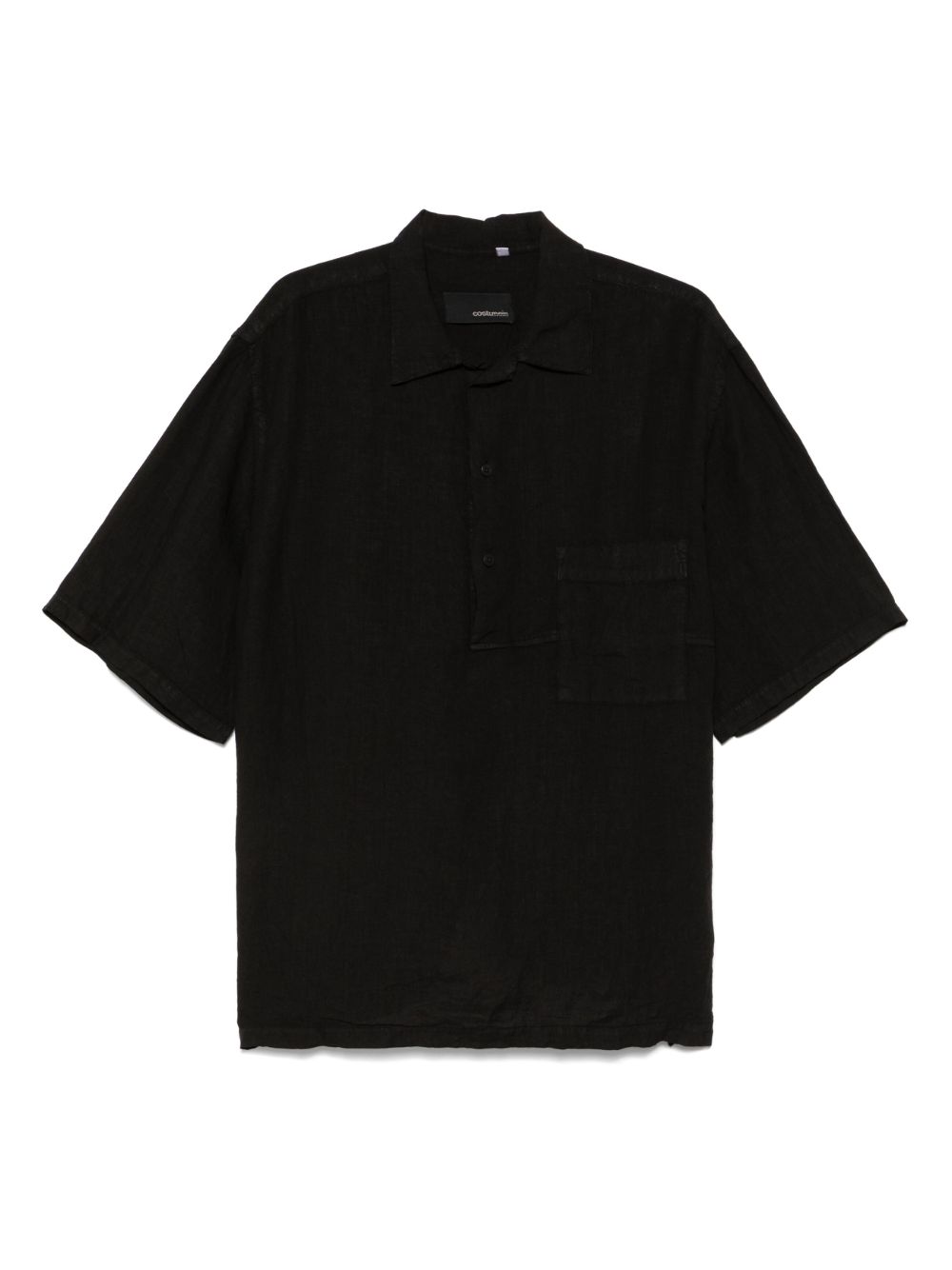 Linen polo shirt - Black