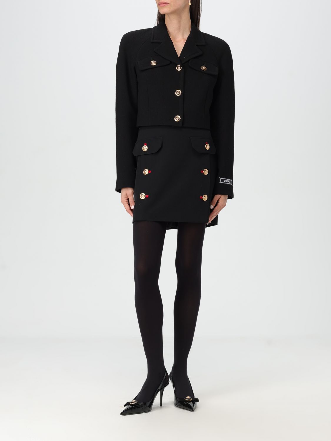 Medusa Head-buttons cropped jacket - Black