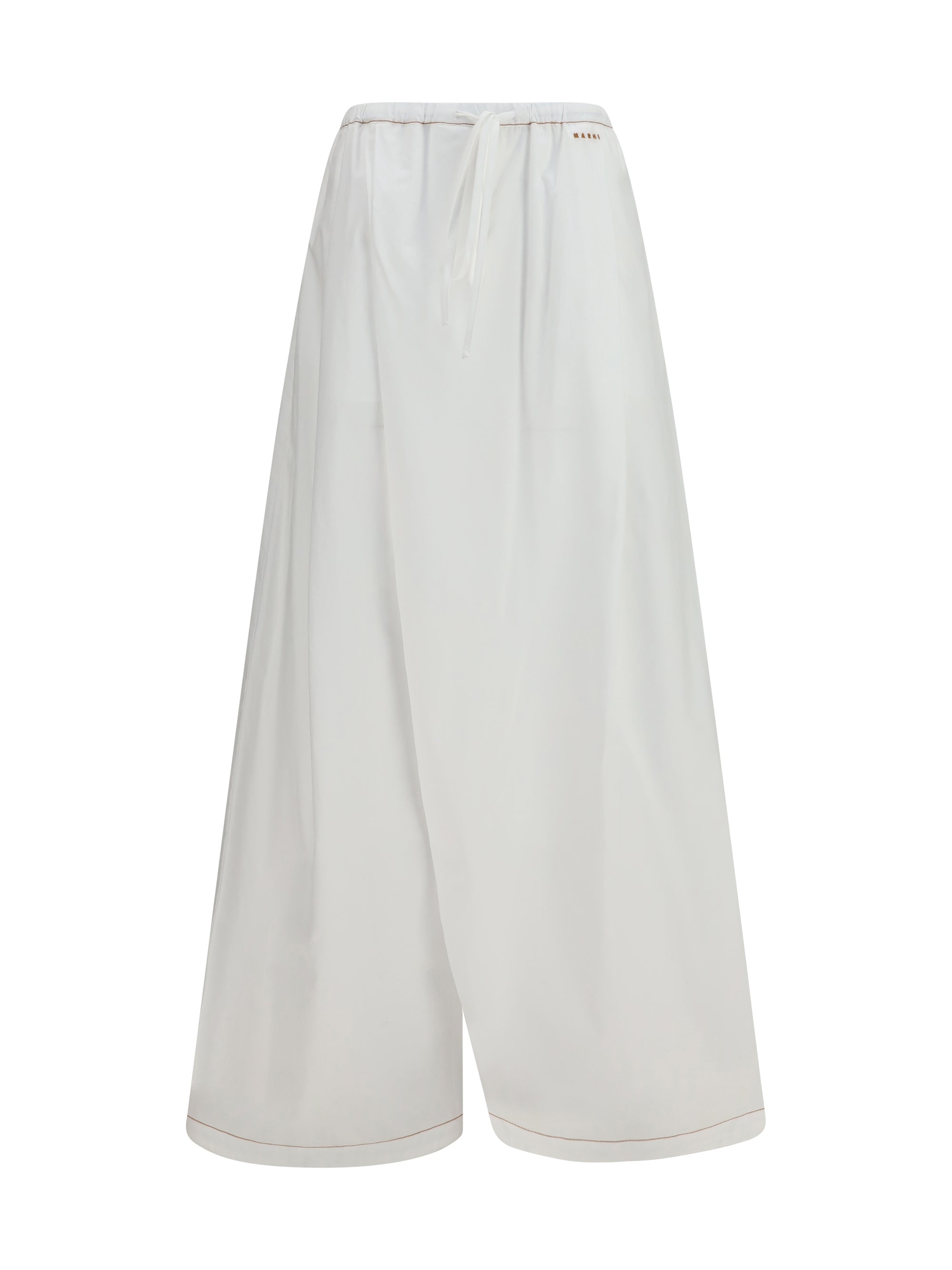 Draping Wide-Leg Cotton Trousers — White