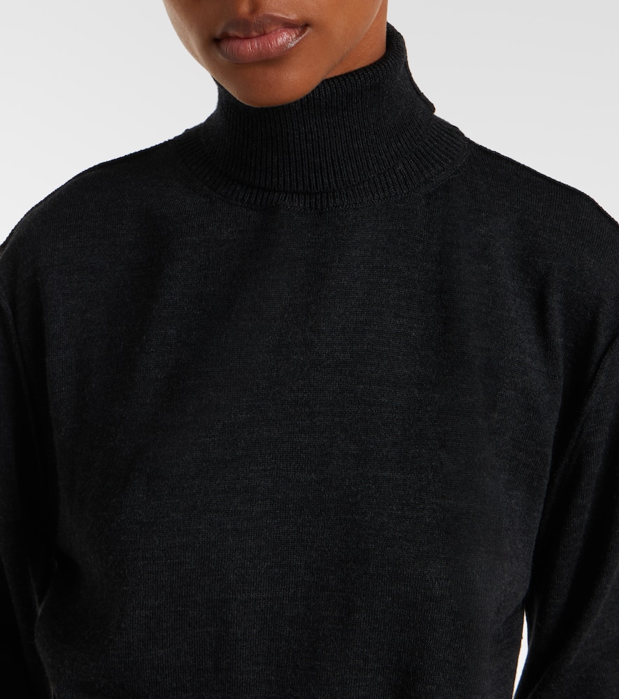 Turtleneck wool-blend midi dress