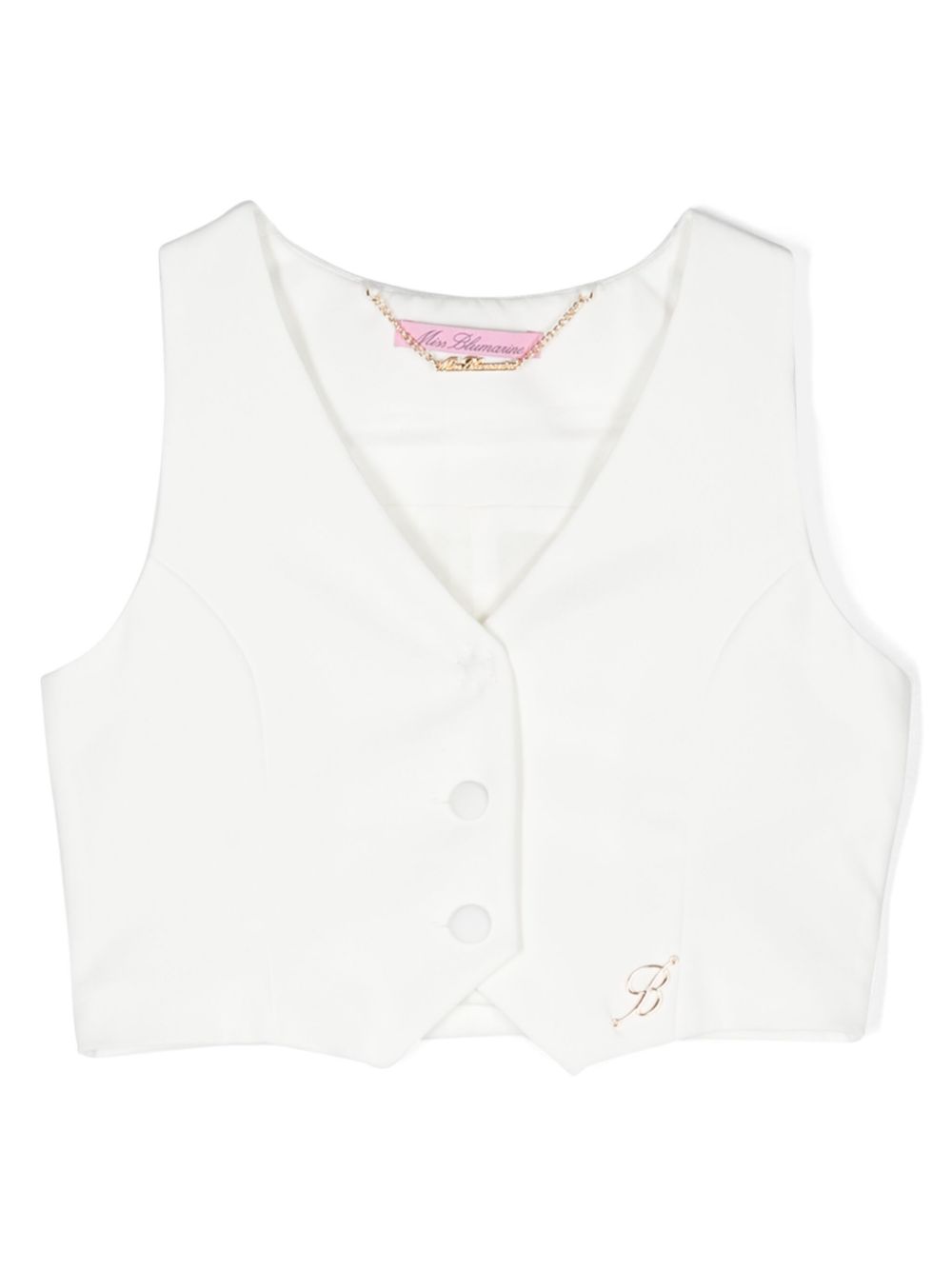 Logo-plaque V-neck gilet - White