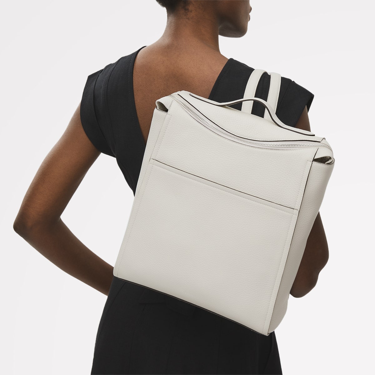 Womens Leather Oak Street Medium Ziptop Backpack - White Medium