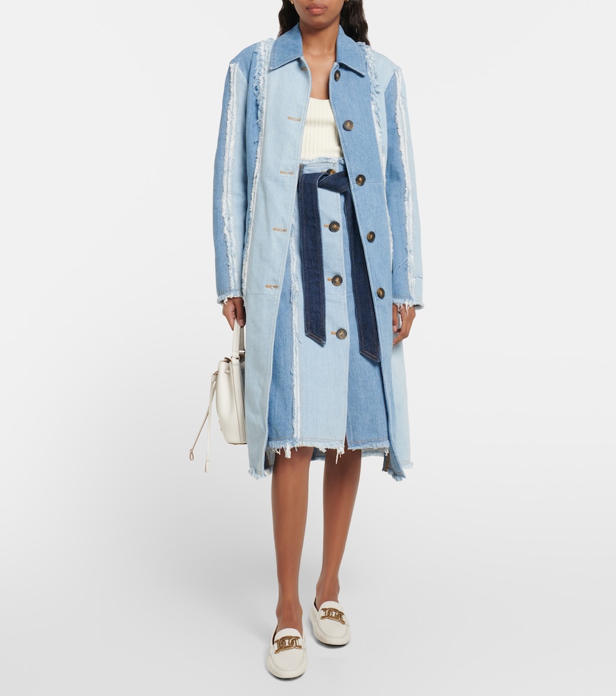 Belted denim coat