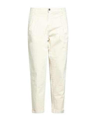 Man Pants Cream Size 38 Cotton, Elastane