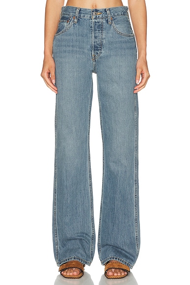 RE/DONE 90s High Rise Loose Jean in Cambria Blue - Blue. 23 also , 25, 26, 27, 28, 29, 30