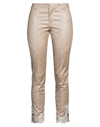 Woman Pants Taupe Size 28 Cotton, Elastane