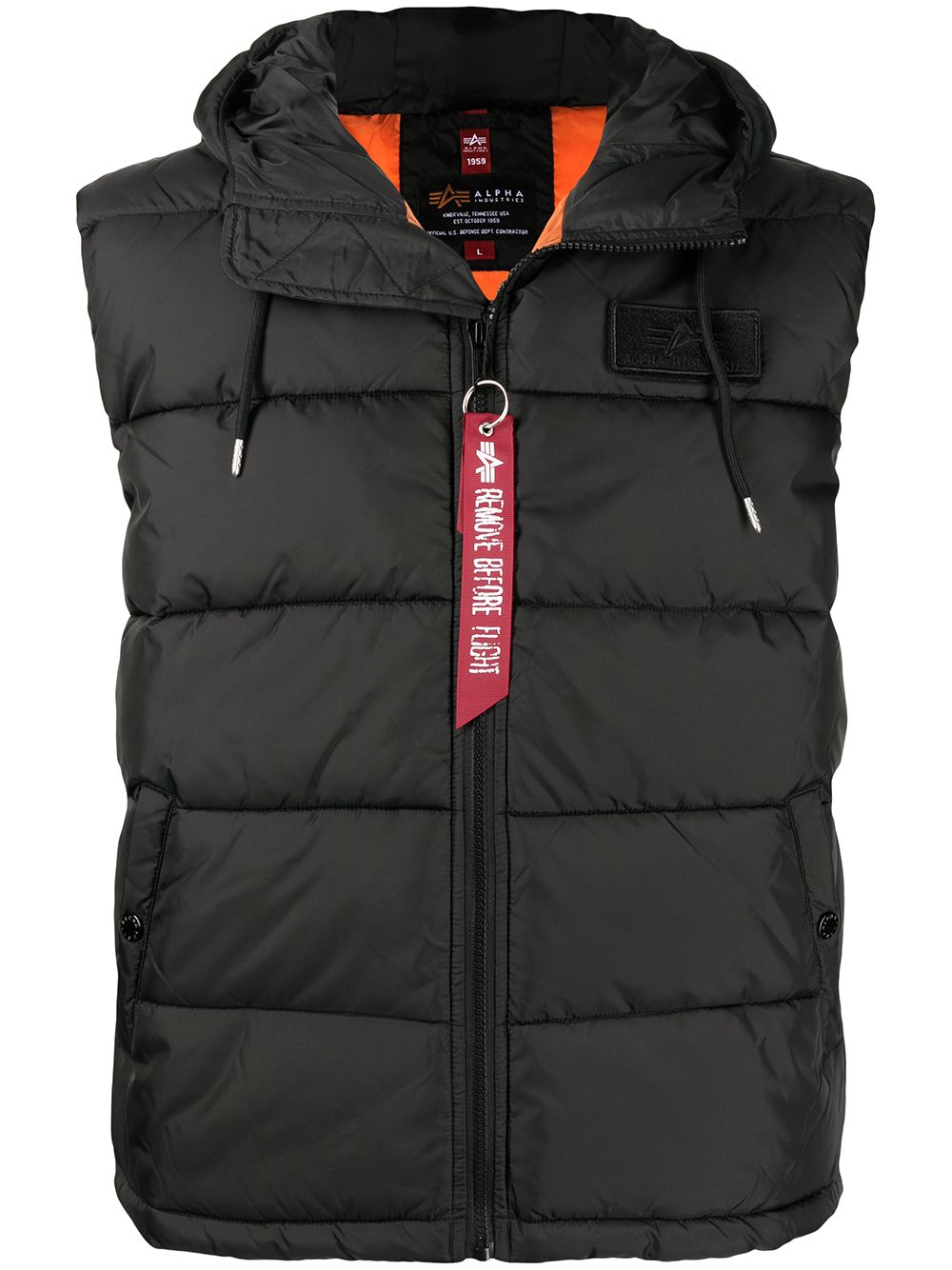 Alpha Industries logo-patch padded gilet - Black