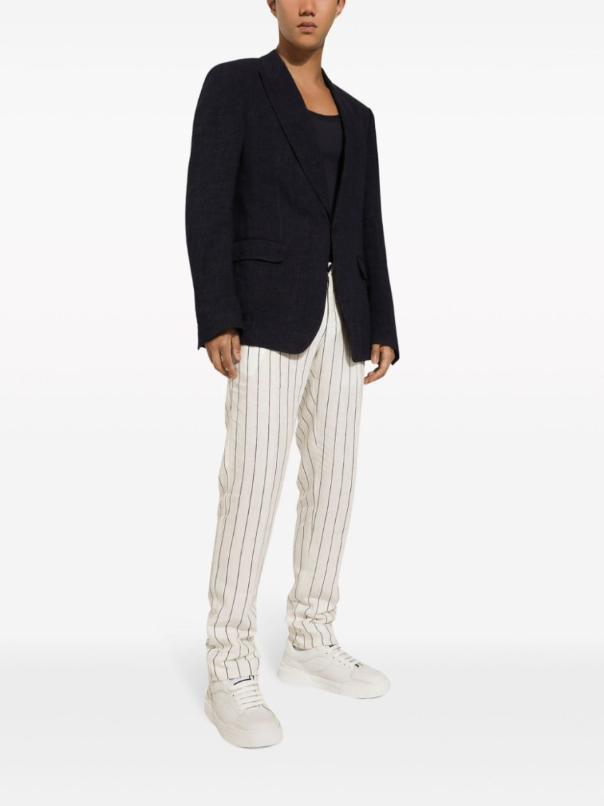 Linen-blend Single-breasted Blazer