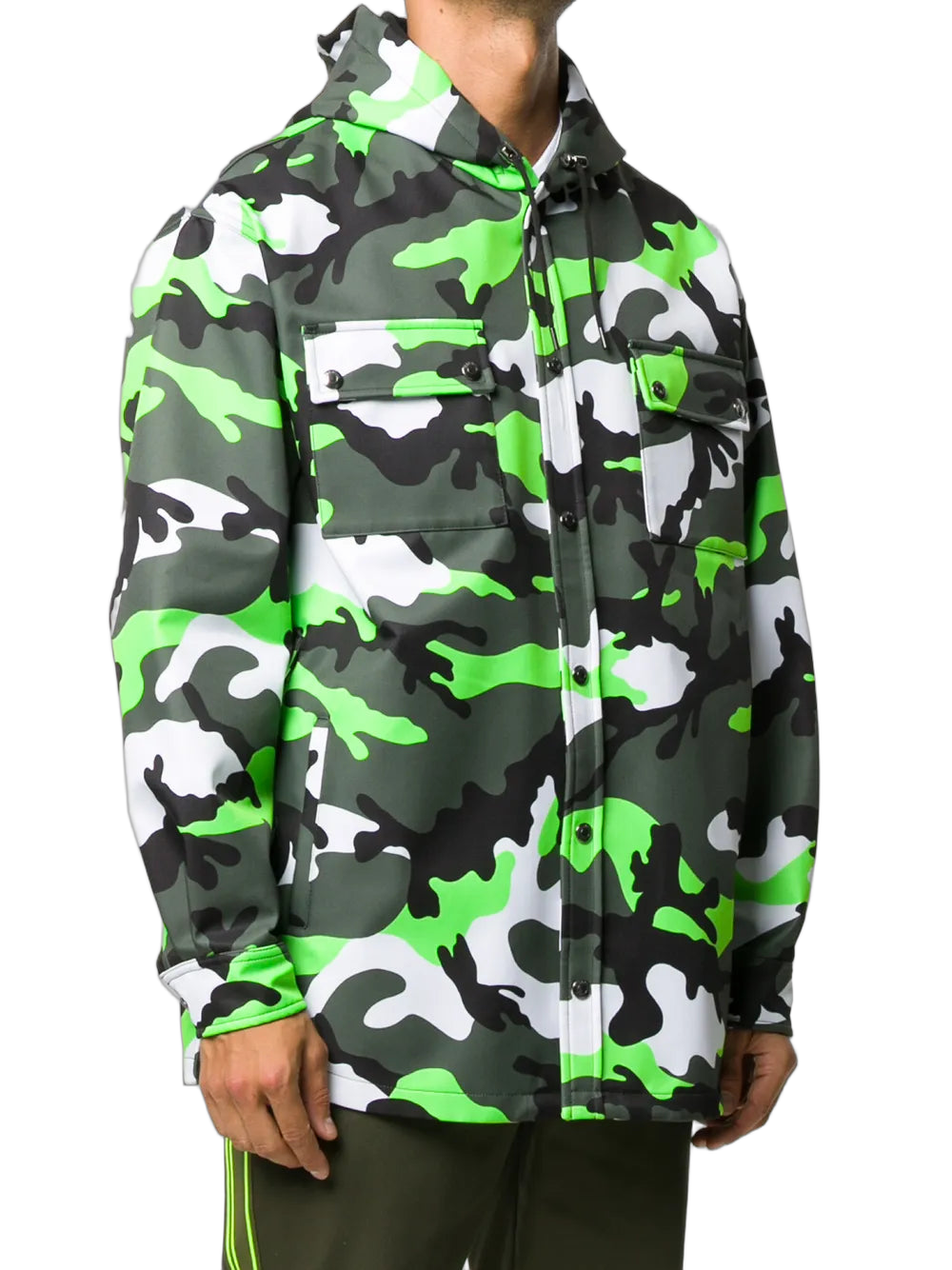 Camouflage Print Hooded Jacket — Green