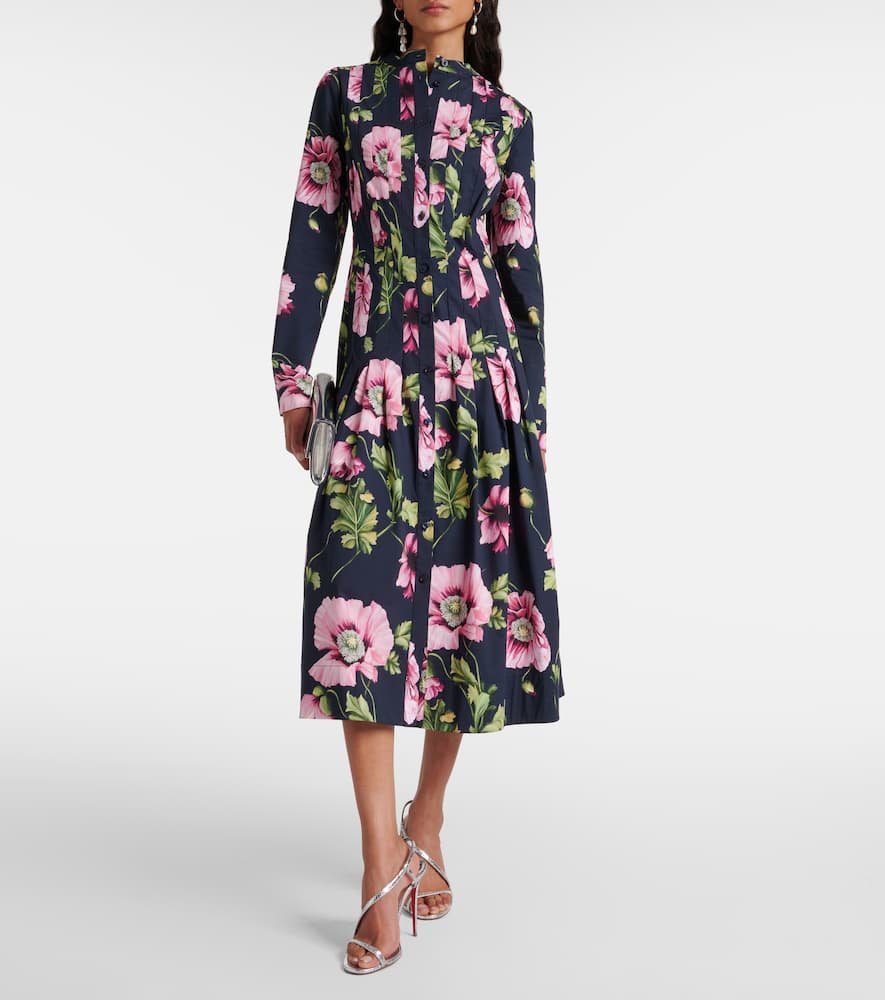 Floral cotton-blend midi dress