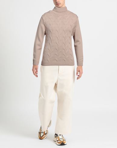 Man Turtleneck Beige Size M Acrylic, Wool
