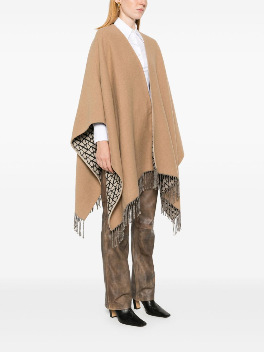 Brown Fringed double poncho