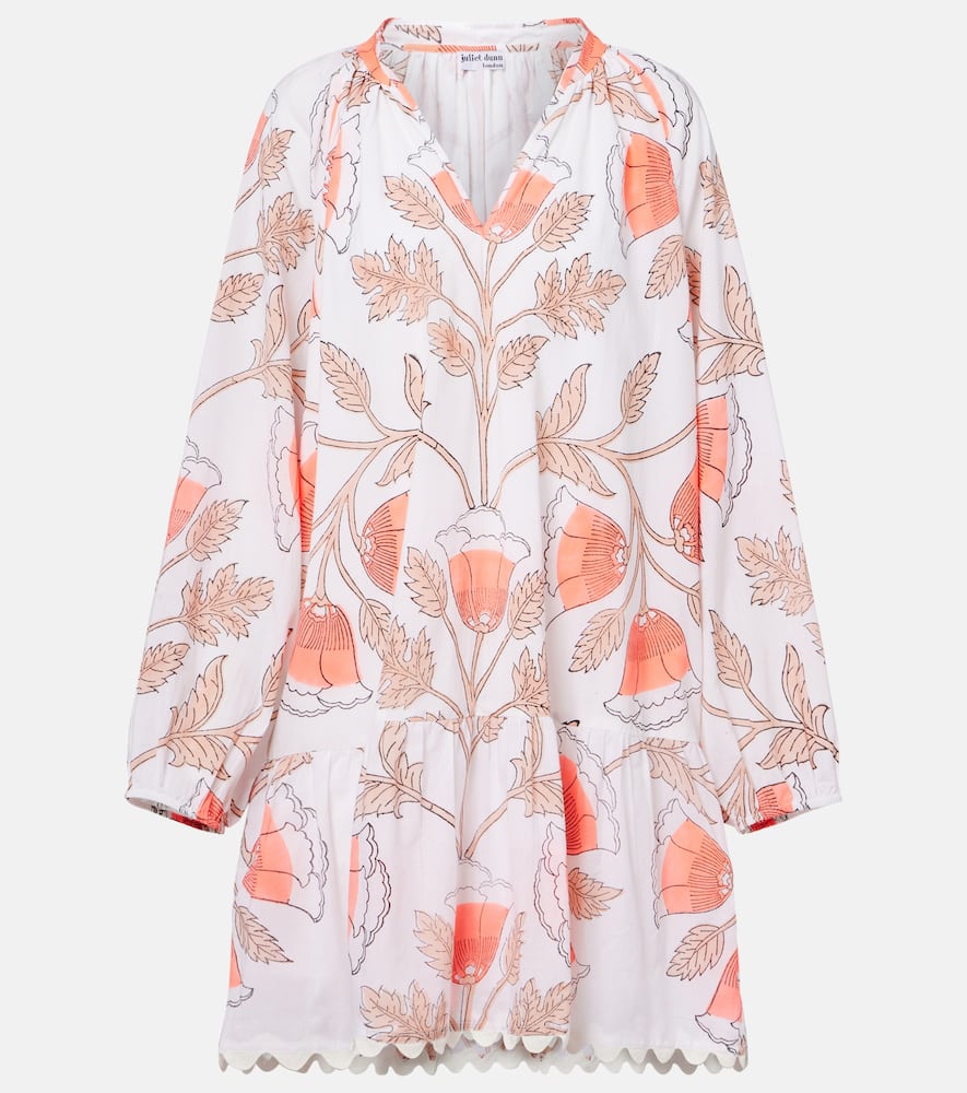 Printed scalloped cotton minidress