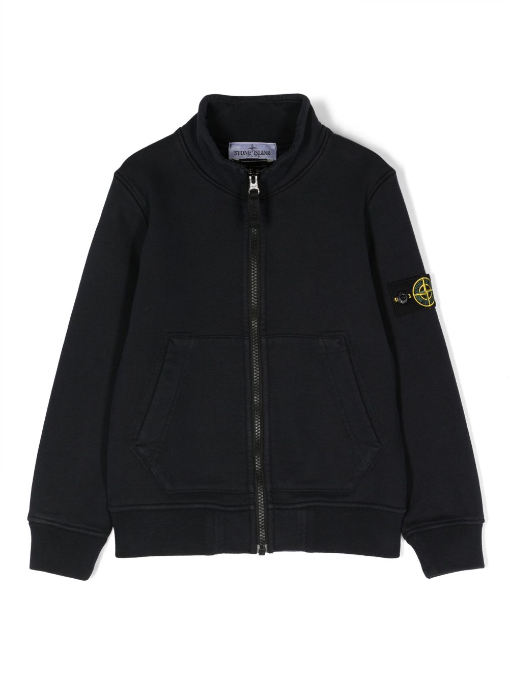 Compass-motif high-neck jacket - Blue