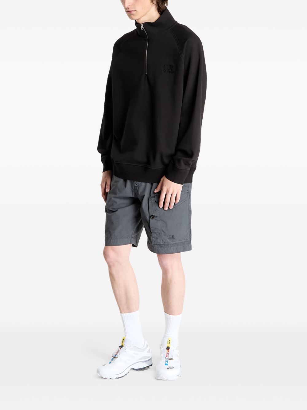 Cotton half-zip sweatshirt - Black