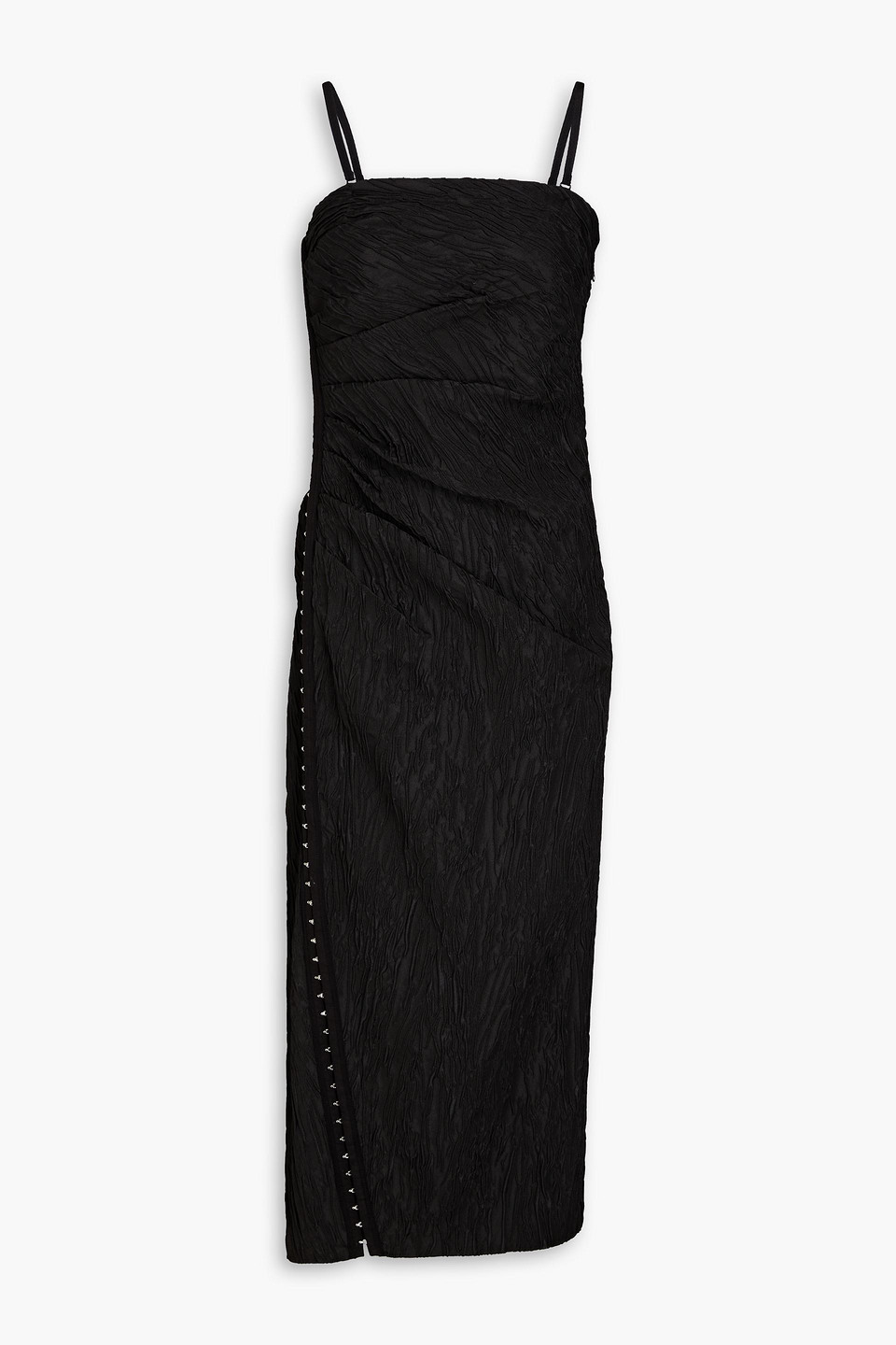 Draped cloqué midi dress