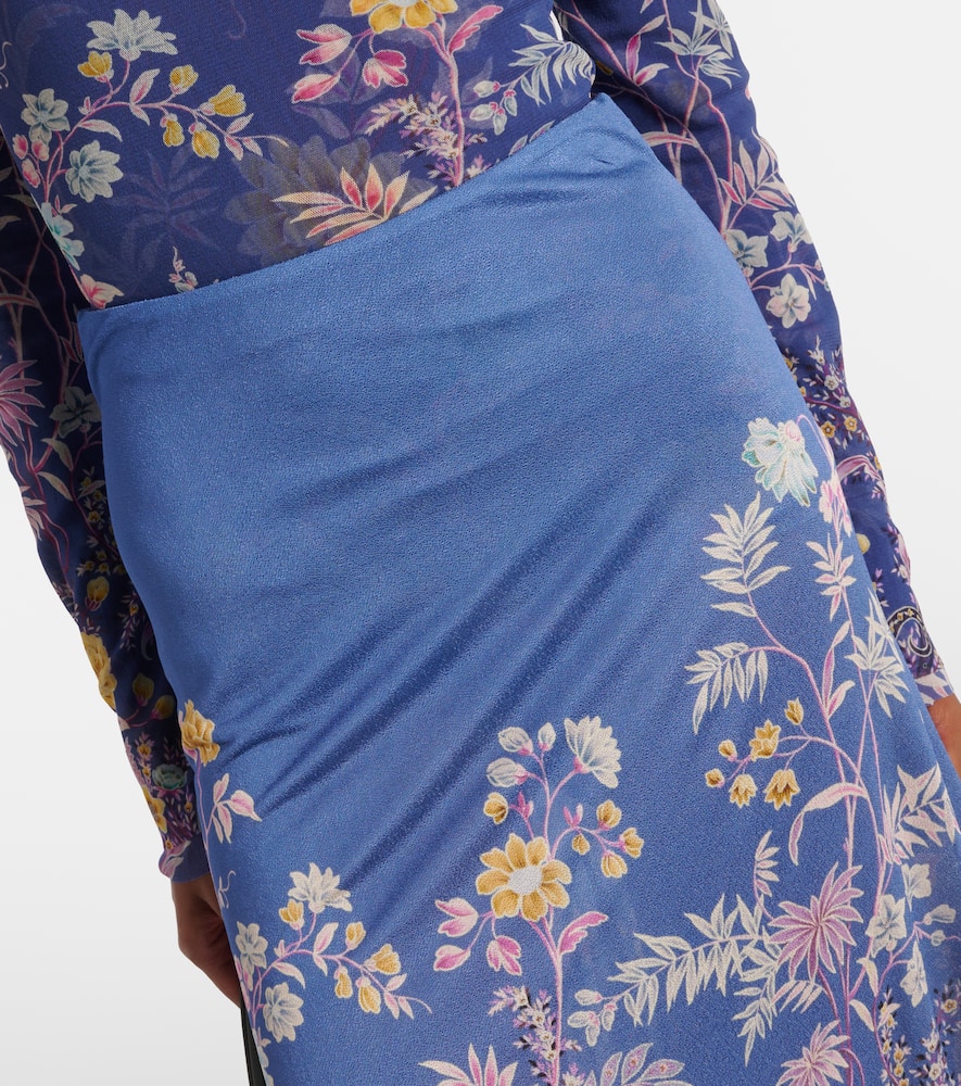 Printed asymmetric maxi skirt