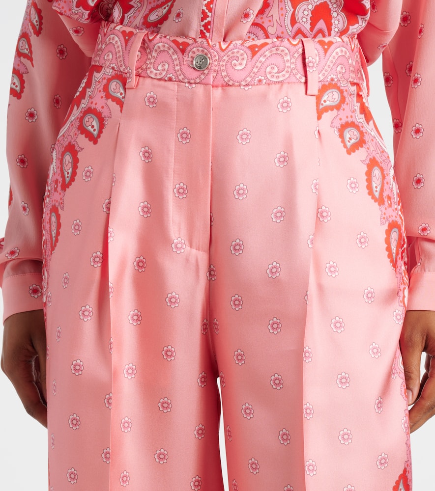 Paisley silk straight pants