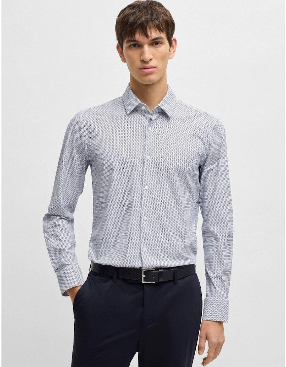 Men's BOSS Black P-HANK-s-kent Shirt 405 Dark Blue - Size: 36/Regular
