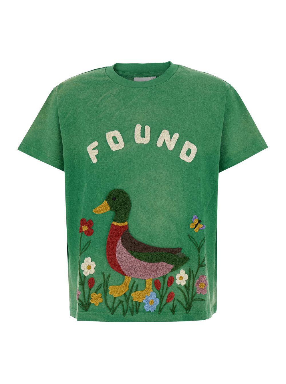 Embroidered Duck Graphic T-Shirt — Green