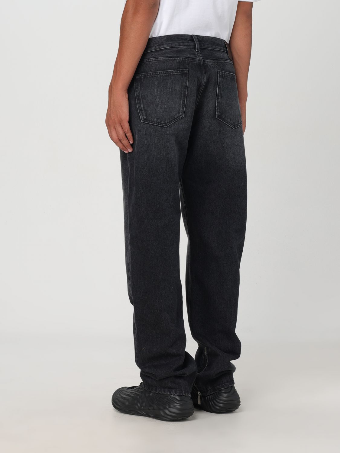 Zip-detail straigh-leg jeans - Black