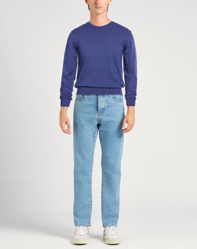 Man Sweater Blue Size L Cotton