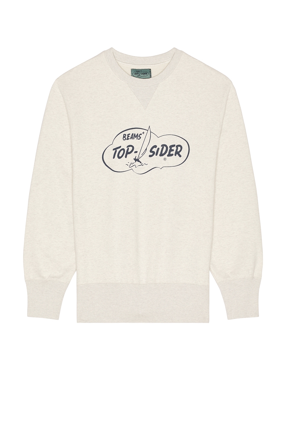 Beams Plus Sweat Crew Print in Cream. - L also in