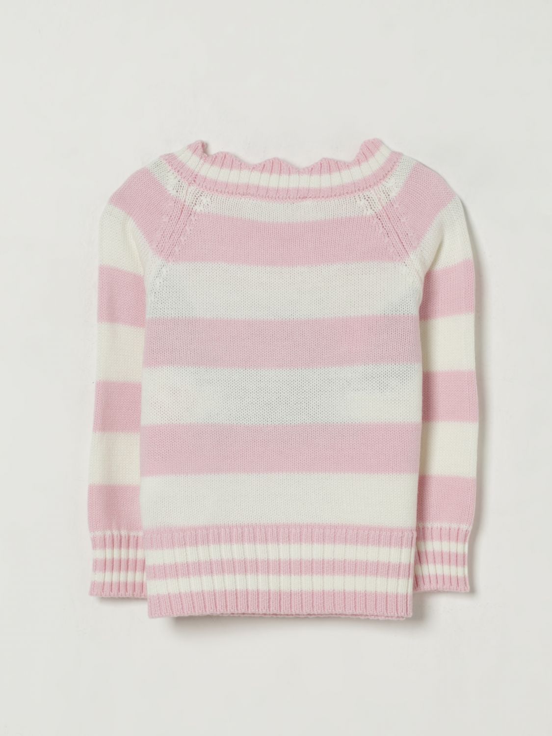 Striped ruffle-detail sweater - White