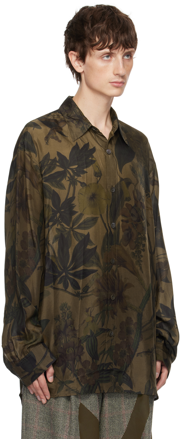 브라운 프린트 셔츠