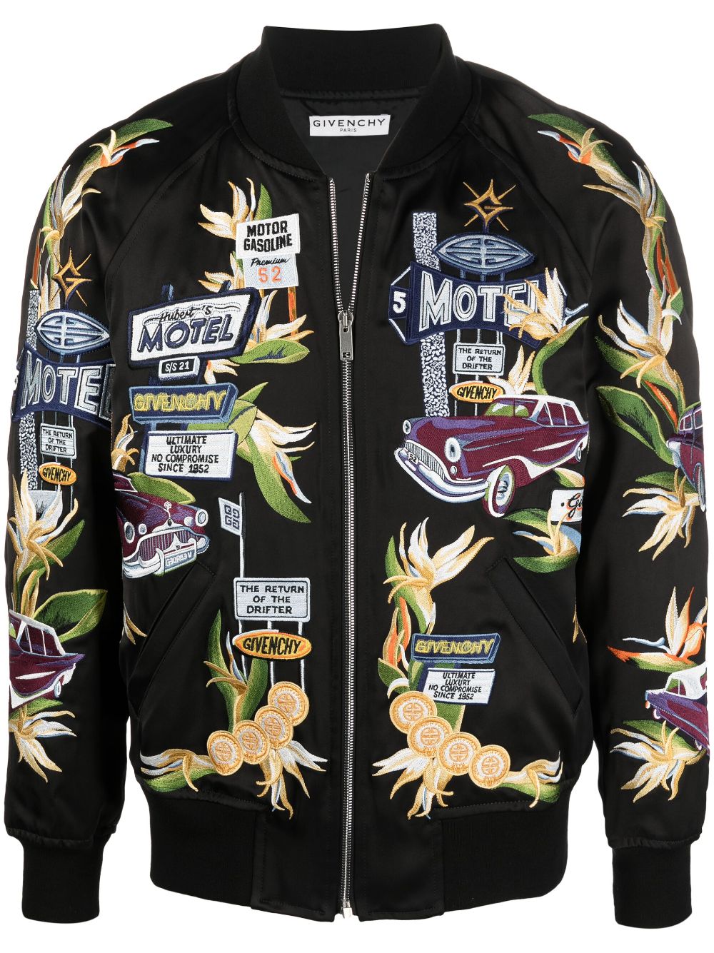Motel-embroidered bomber jacket - Black